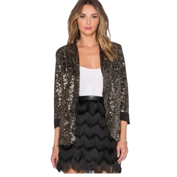 Sam Edelman Jackets & Blazers - Sam Edelman Black & Gold Sequin Blazer - Size Medium